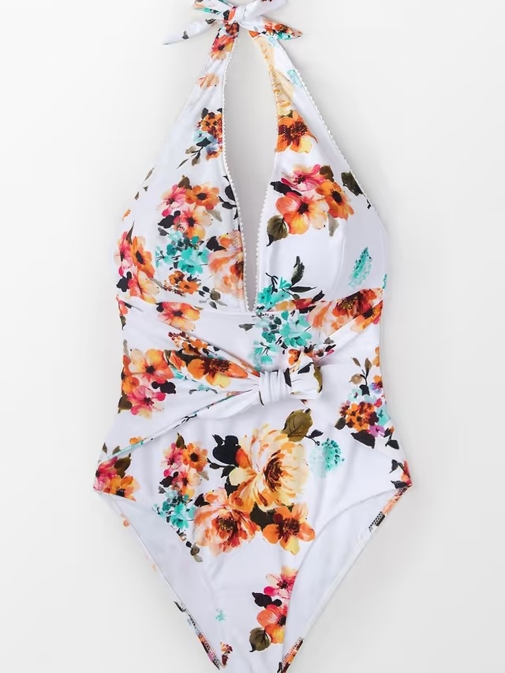 NWT Size XS Cupshe White Halter One-Piece Swimsuit